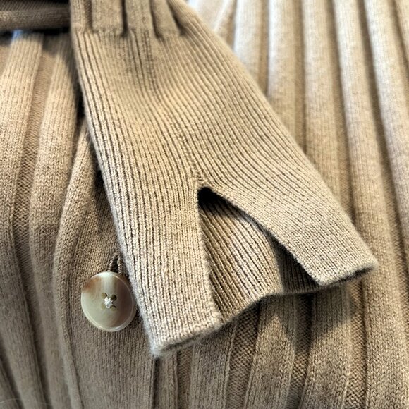 NORDSTROM SIGNATURE Cashmere Blend Cardigan Camel Ribbed Long Size XS - Picture 10 of 12